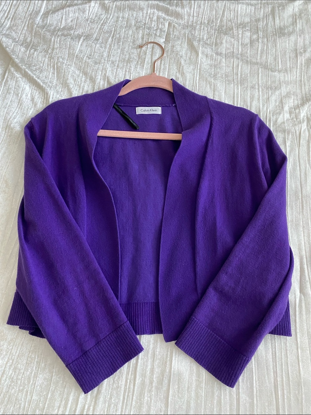Calvin Klein Women's Vibrant Purple Open-Front Cardigan